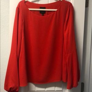 Orange/red balloon sleeve top